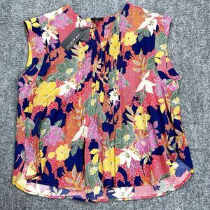 Anthropologie Current Air Top Womens Large Pintuck Button Loop Floral NEW W Tags